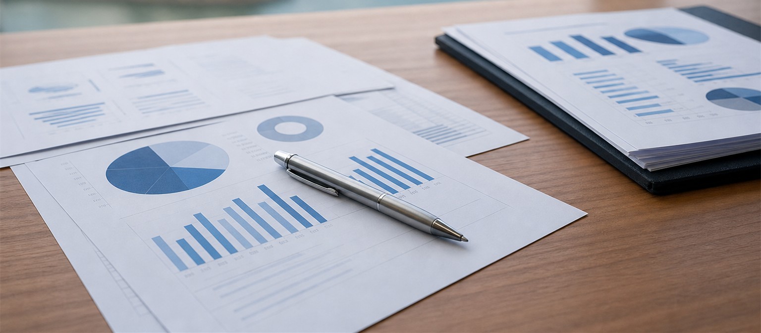 English business report on desk