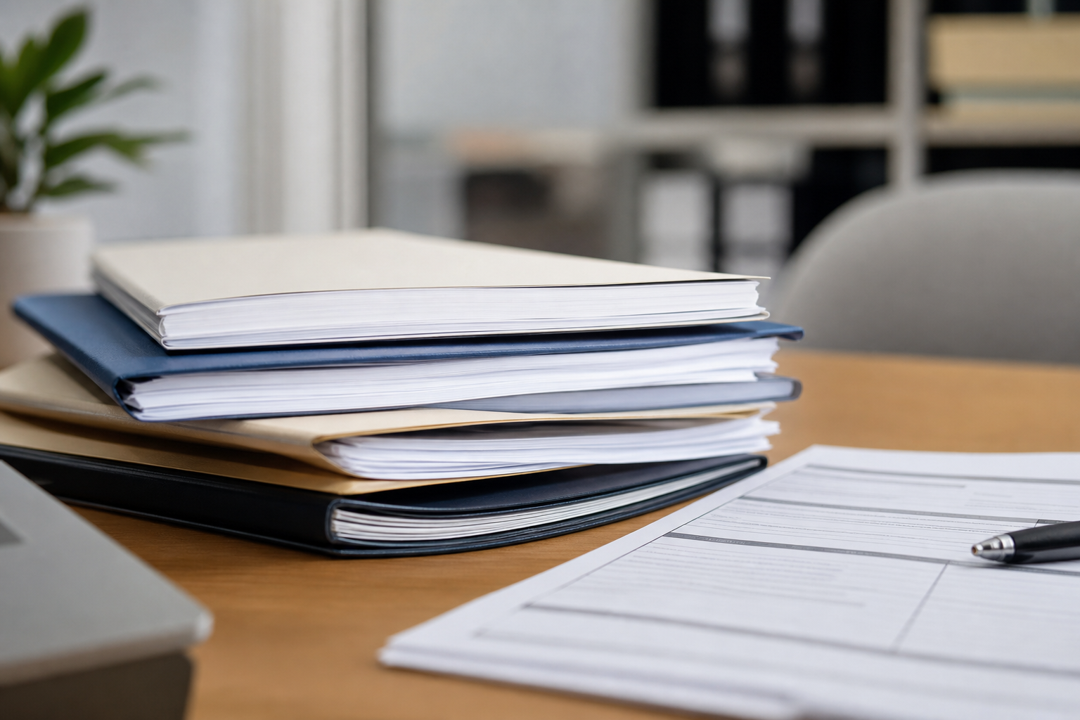 Registration paperwork stack