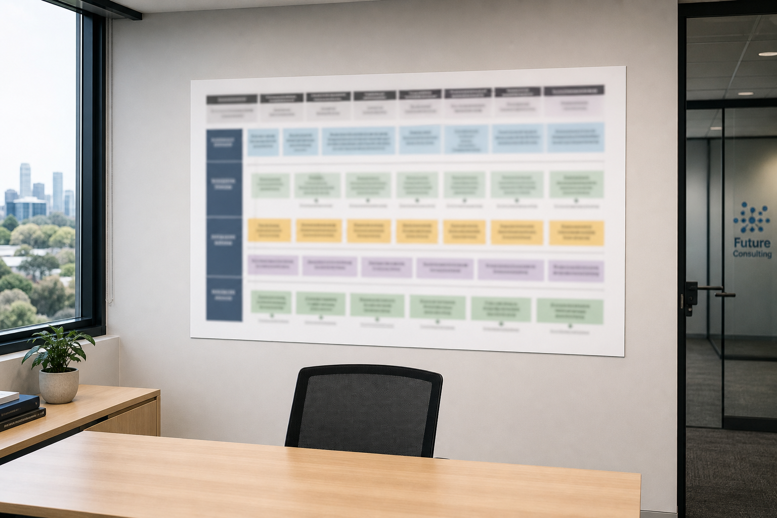 Consultant explaining service scope chart
