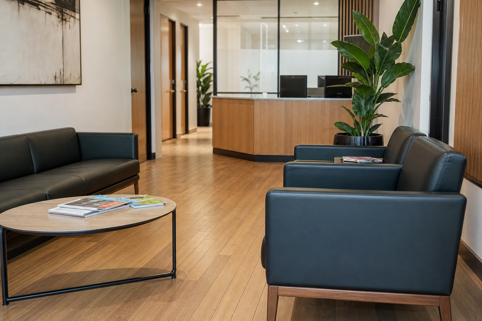 Visitor seating in a commercial office suite