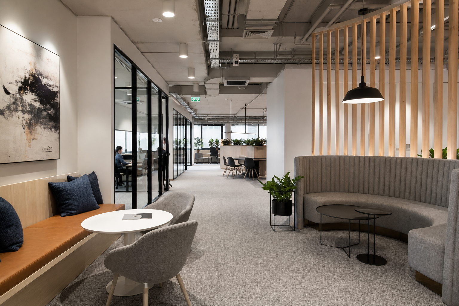 Multiple work zones within a commercial office suite