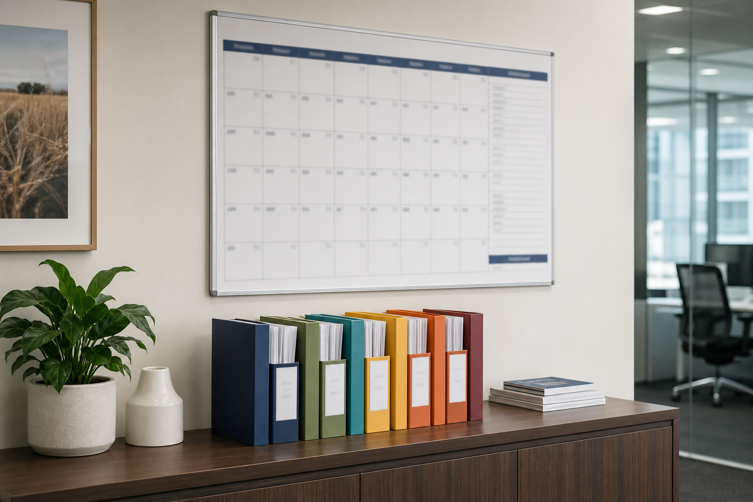 Compliance calendar beside service folders