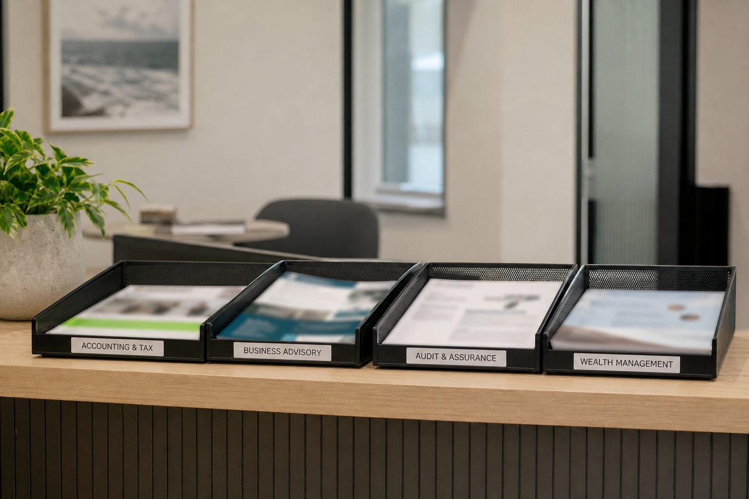 Organised service materials in a consulting office